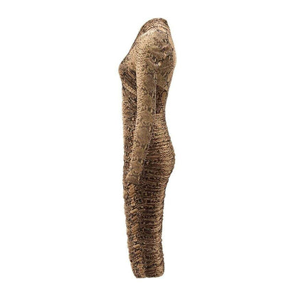 Natural Snake - Side - Bardot Womens-Ladies Aliyah Snake Print Bodycon Wrap Dress