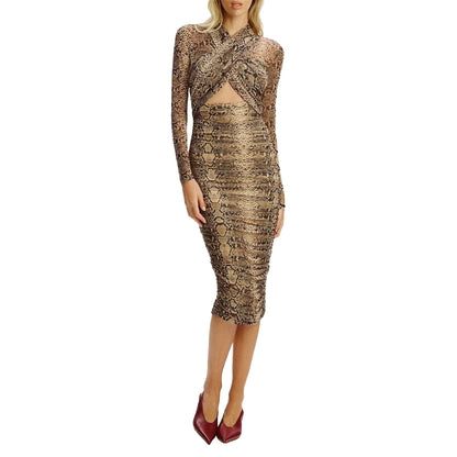 Natural Snake - Lifestyle - Bardot Womens-Ladies Aliyah Snake Print Bodycon Wrap Dress