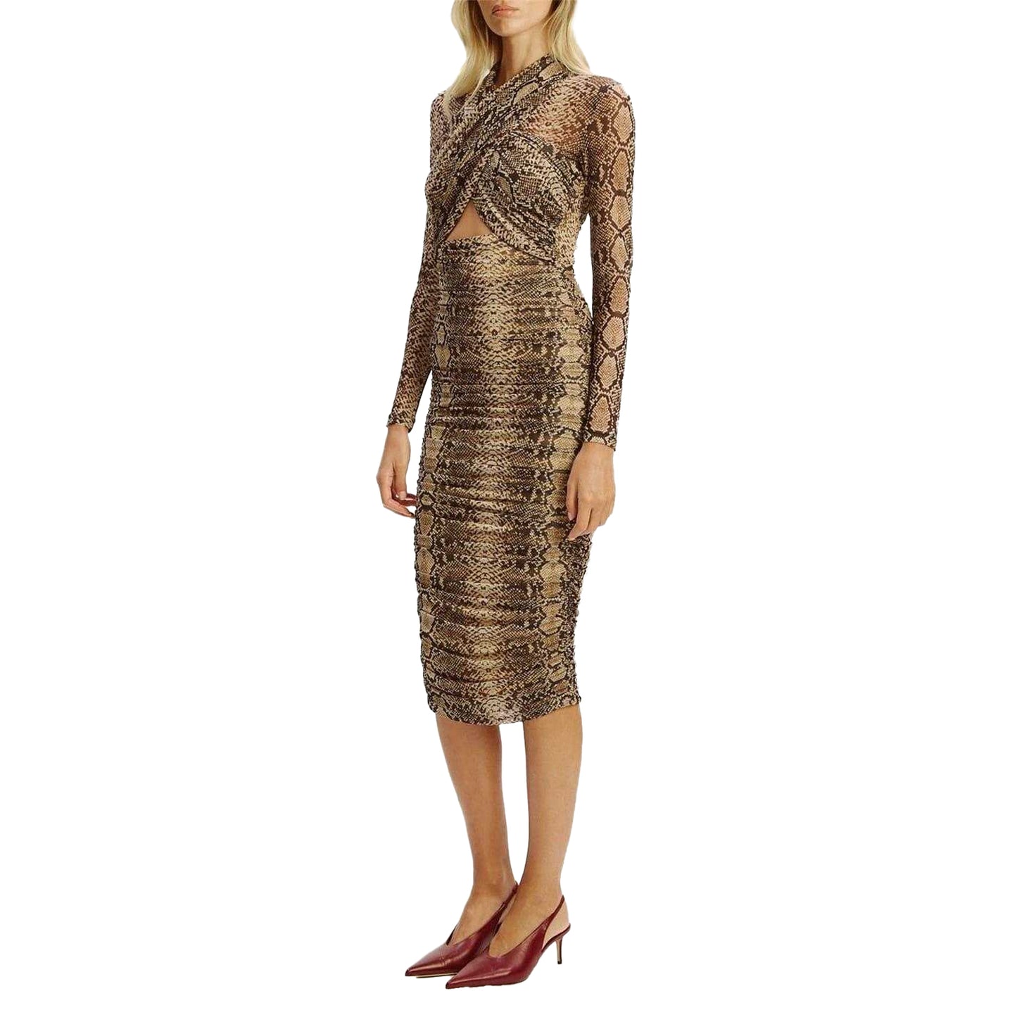 Natural Snake - Pack Shot - Bardot Womens-Ladies Aliyah Snake Print Bodycon Wrap Dress