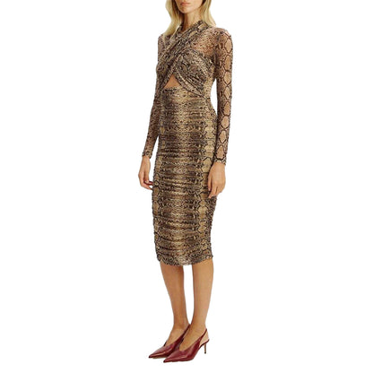 Natural Snake - Pack Shot - Bardot Womens-Ladies Aliyah Snake Print Bodycon Wrap Dress