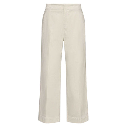 White - Front - Boss Womens-Ladies Tahiana Cotton Straight Trousers