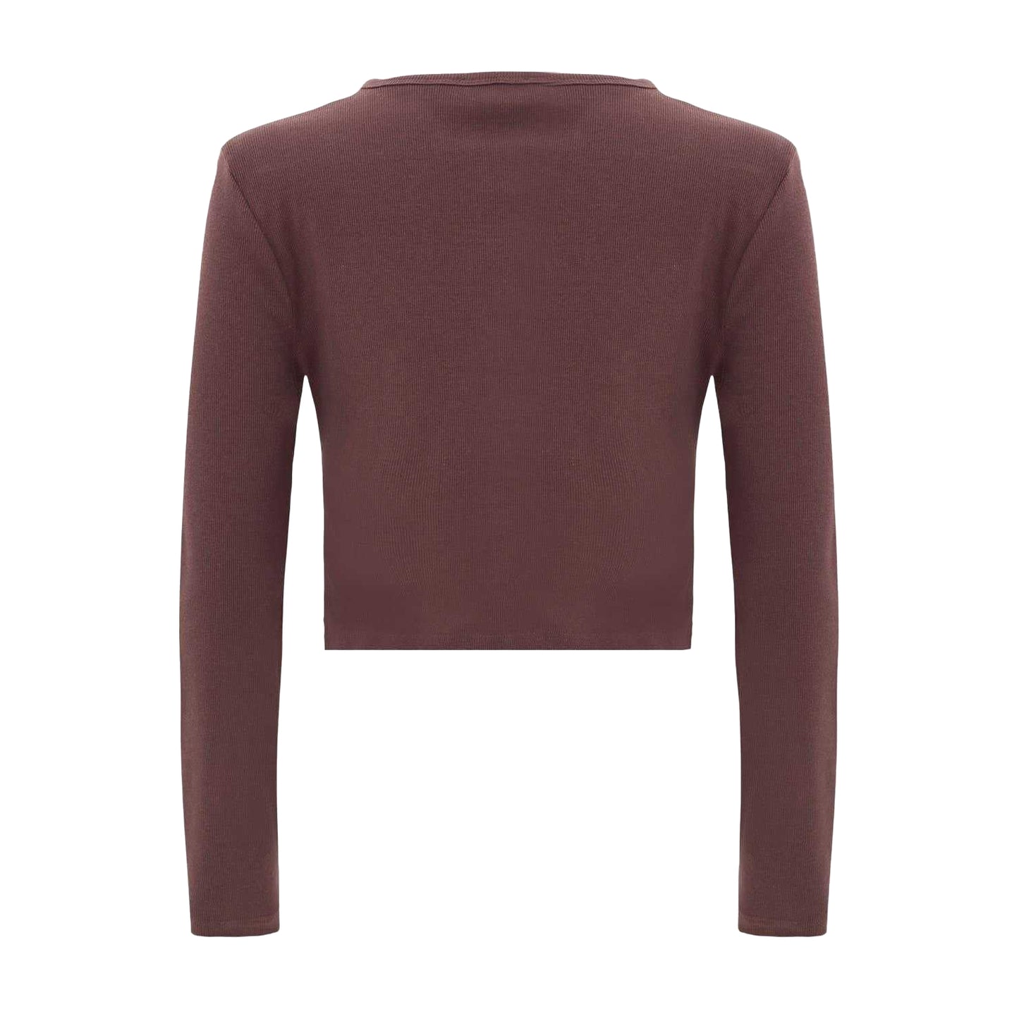Brown - Back - I Saw It First Womens-Ladies Rib Knit Long-Sleeved Top