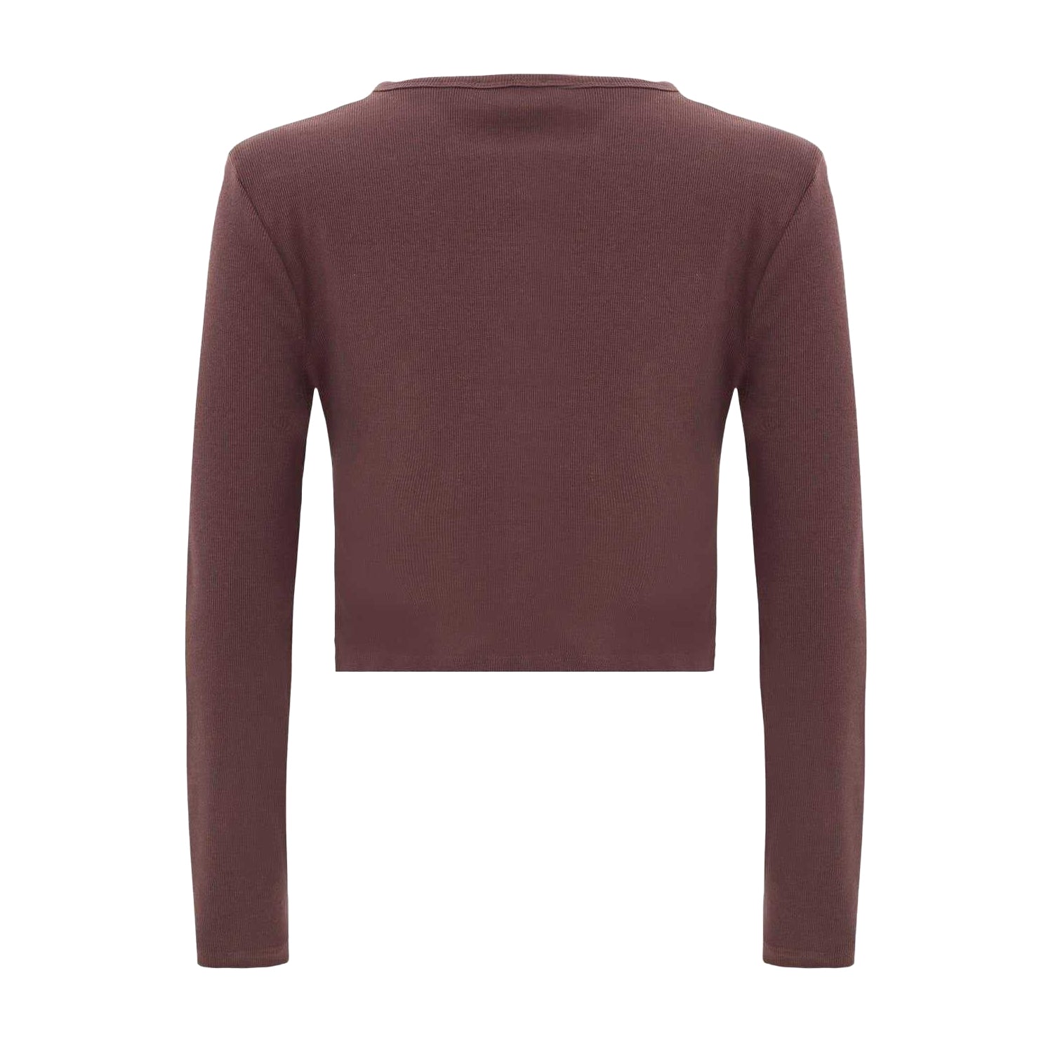 Brown - Back - I Saw It First Womens-Ladies Rib Knit Long-Sleeved Top