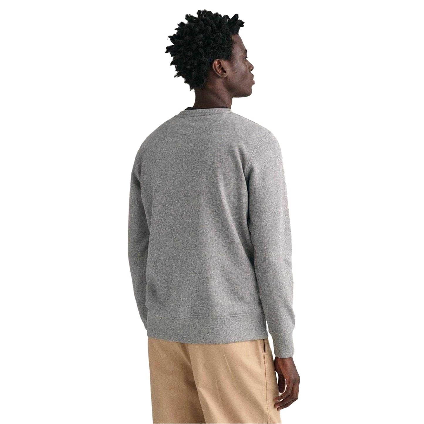 Grey - Back - Gant Mens Crew Neck Sweatshirt