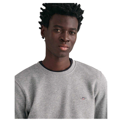 Grey - Side - Gant Mens Crew Neck Sweatshirt
