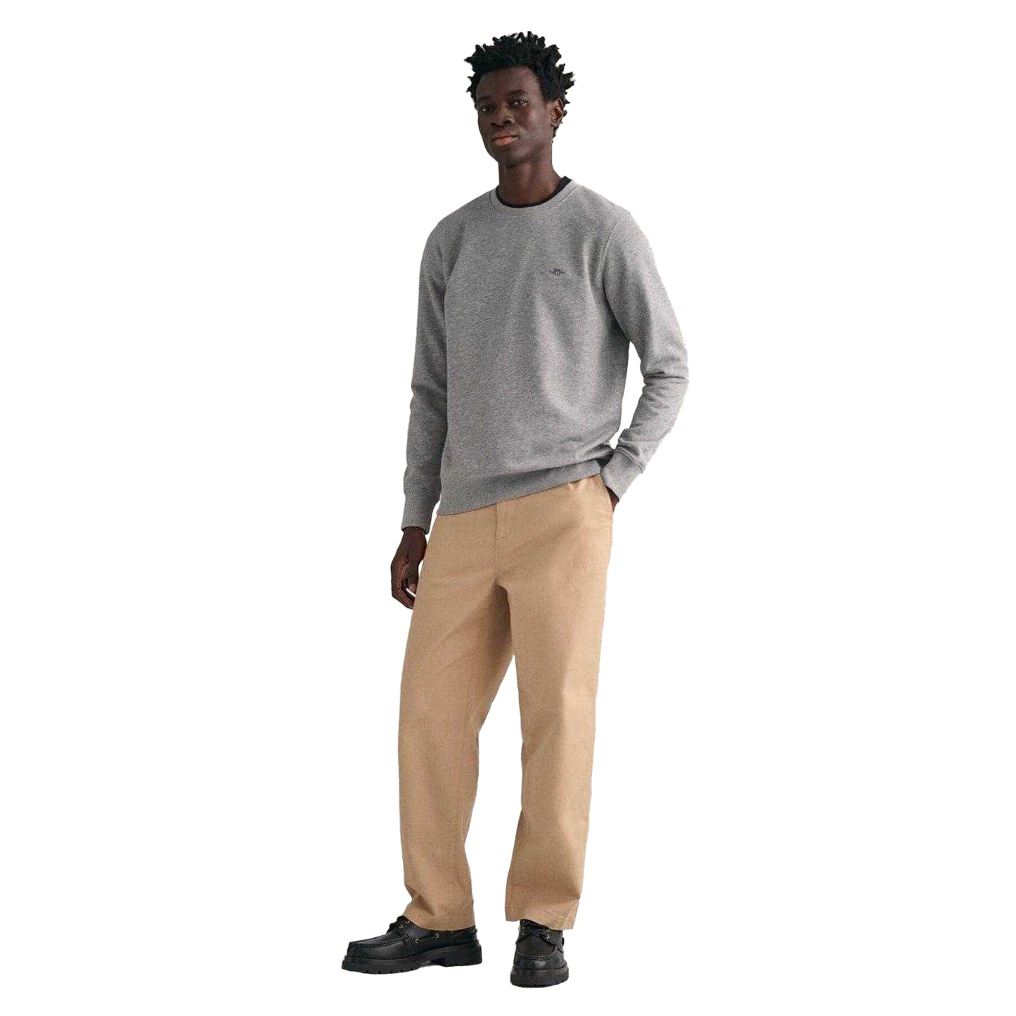 Grey - Pack Shot - Gant Mens Crew Neck Sweatshirt