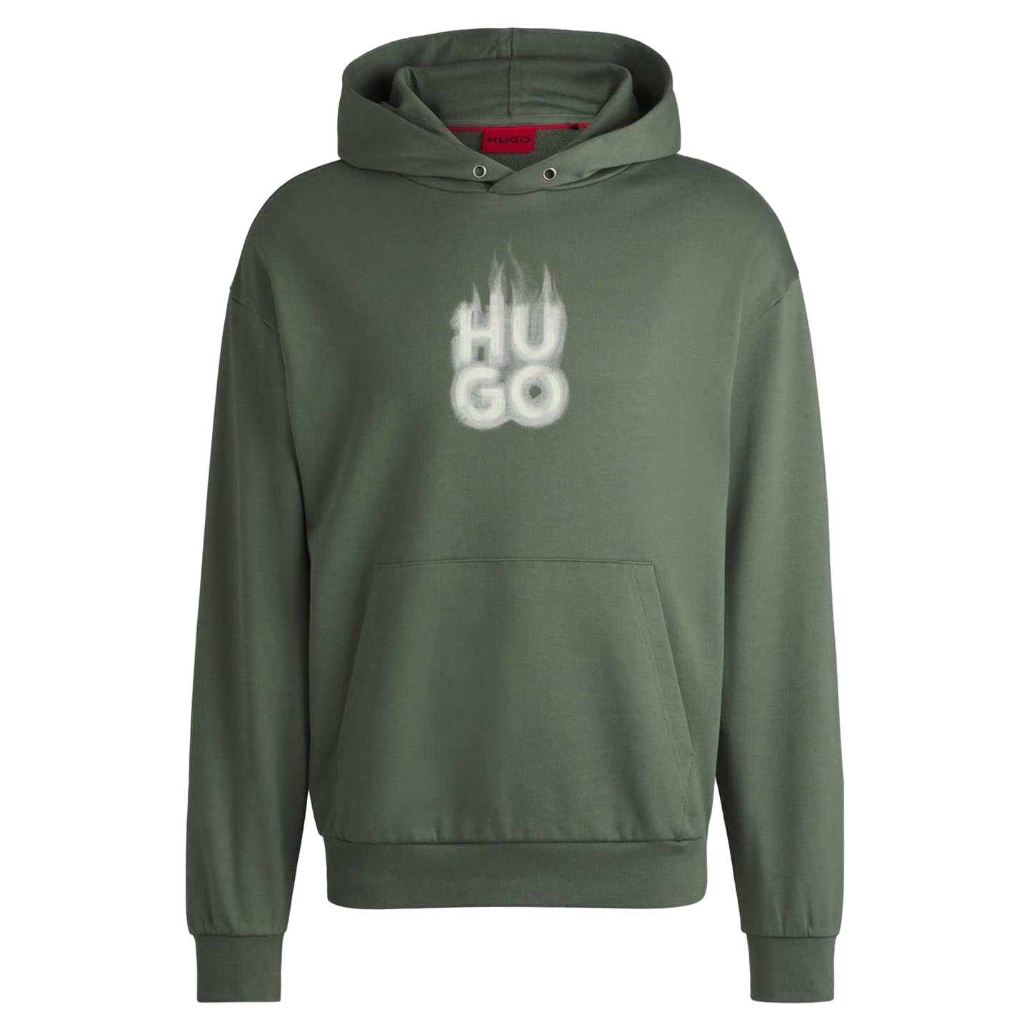 Green - Front - Hugo Boss Mens Flame Logo Hoodie