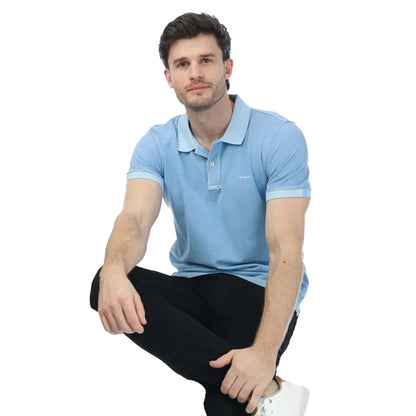 Blue - Side - Gant Mens Sunfaded Rugger Pique Polo Shirt