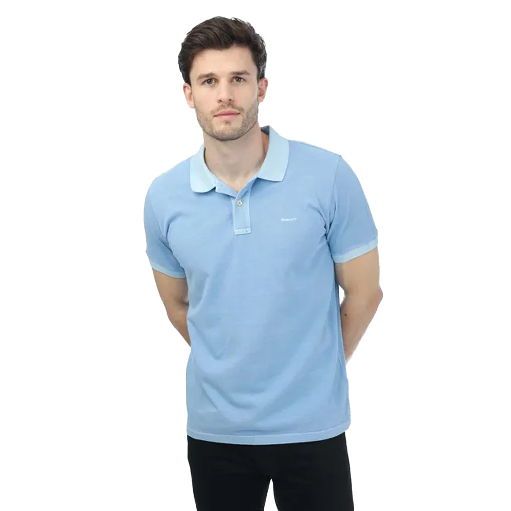 Blue - Front - Gant Mens Sunfaded Rugger Pique Polo Shirt
