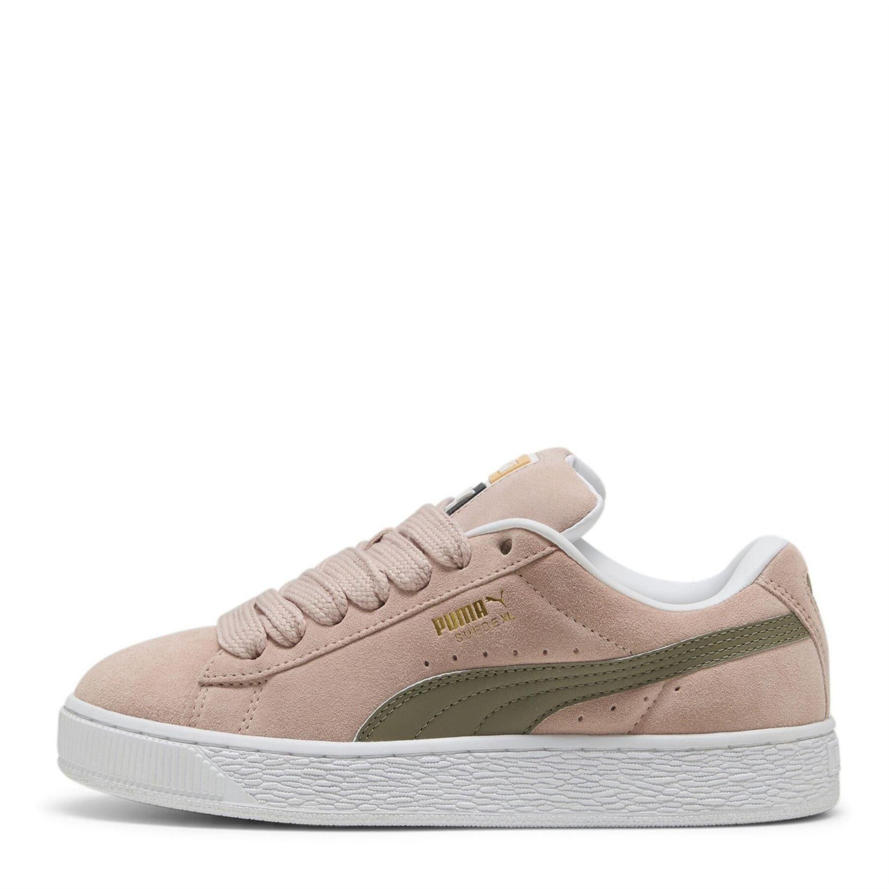 Pink-White - Back - Puma Womens-Ladies XL Leo Leopard Print Suede Trainers