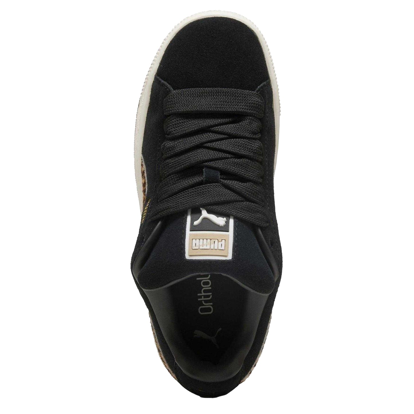 Black-Brown - Side - Puma Womens-Ladies XL Leo Leopard Print Suede Trainers