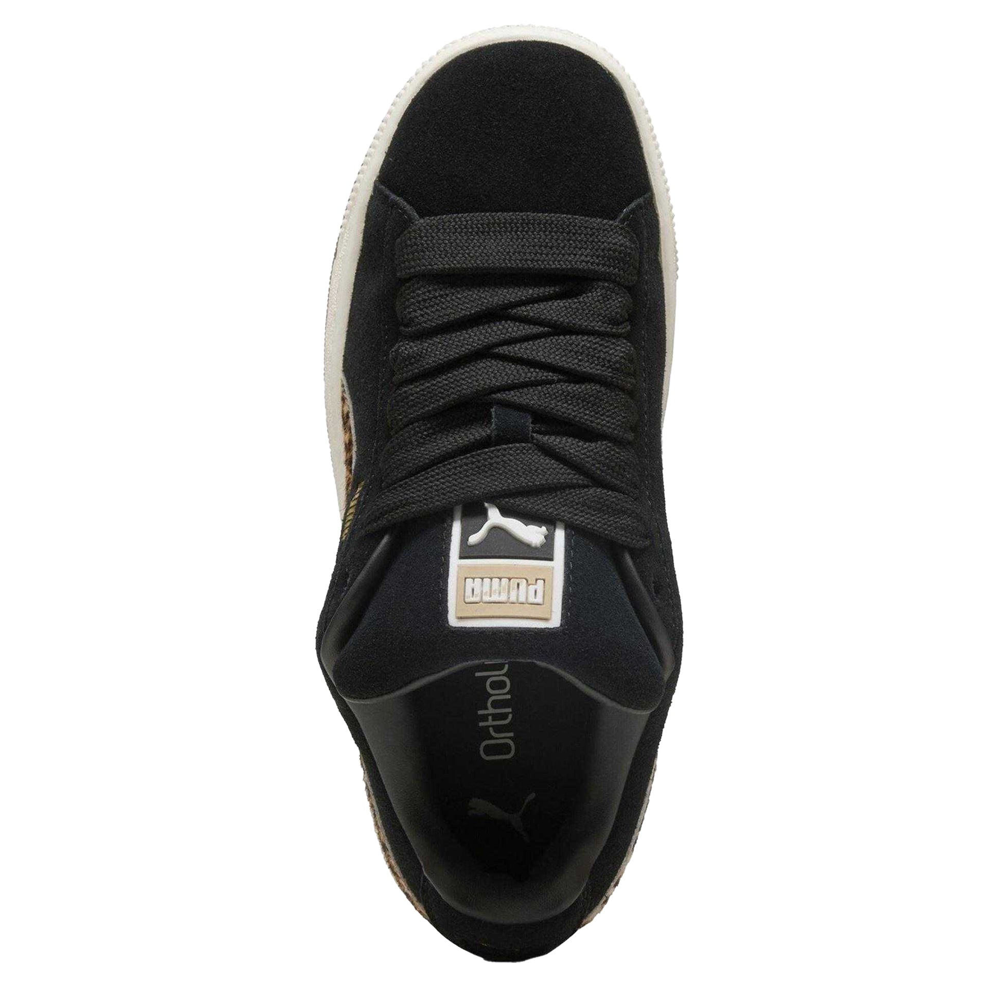 Black-Brown - Side - Puma Womens-Ladies XL Leo Leopard Print Suede Trainers