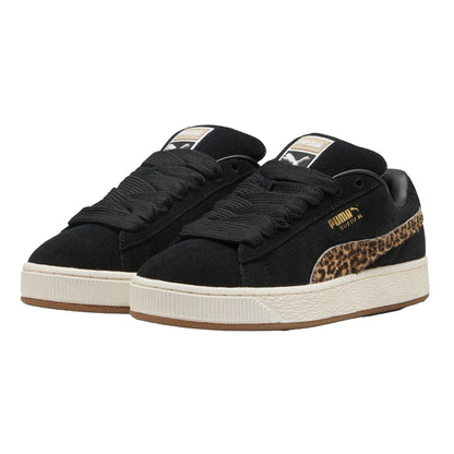 Black-Brown - Close up - Puma Womens-Ladies XL Leo Leopard Print Suede Trainers