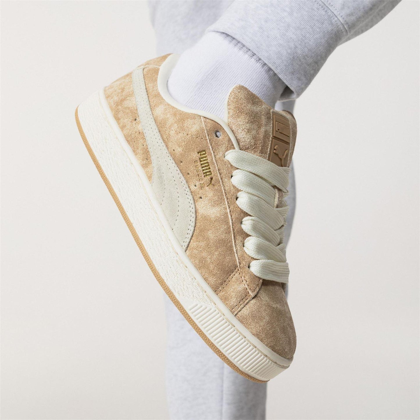 Off White - Front - Puma Womens-Ladies XL Leo Leopard Print Suede Trainers