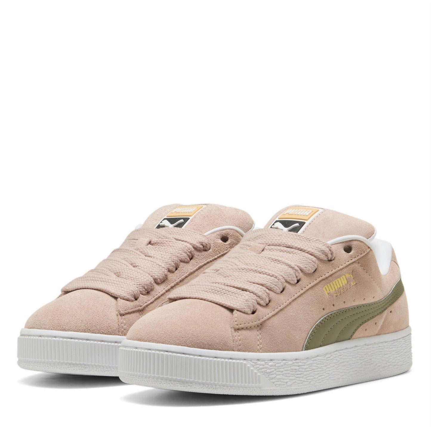 Pink-White - Front - Puma Womens-Ladies XL Leo Leopard Print Suede Trainers