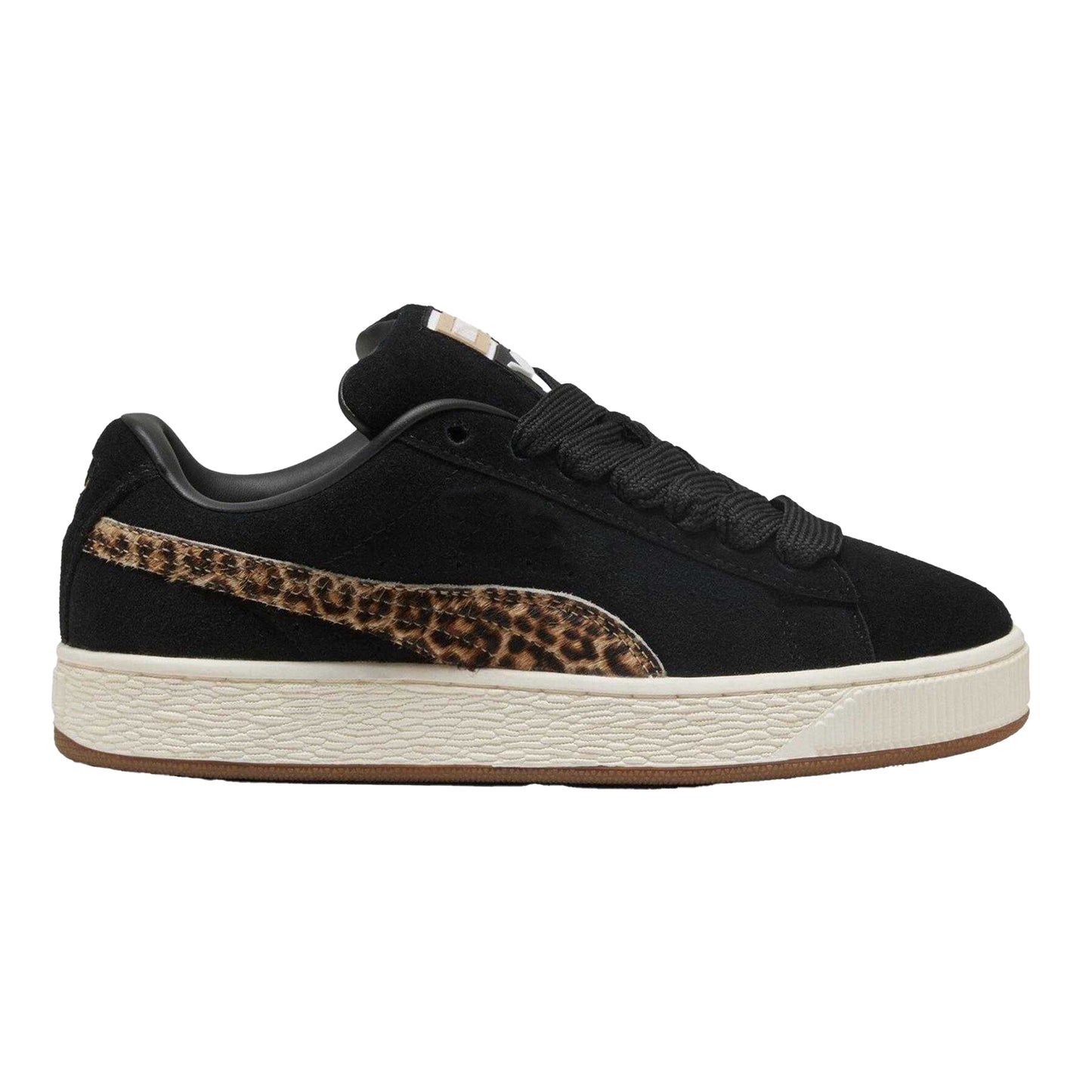 Black-Brown - Front - Puma Womens-Ladies XL Leo Leopard Print Suede Trainers