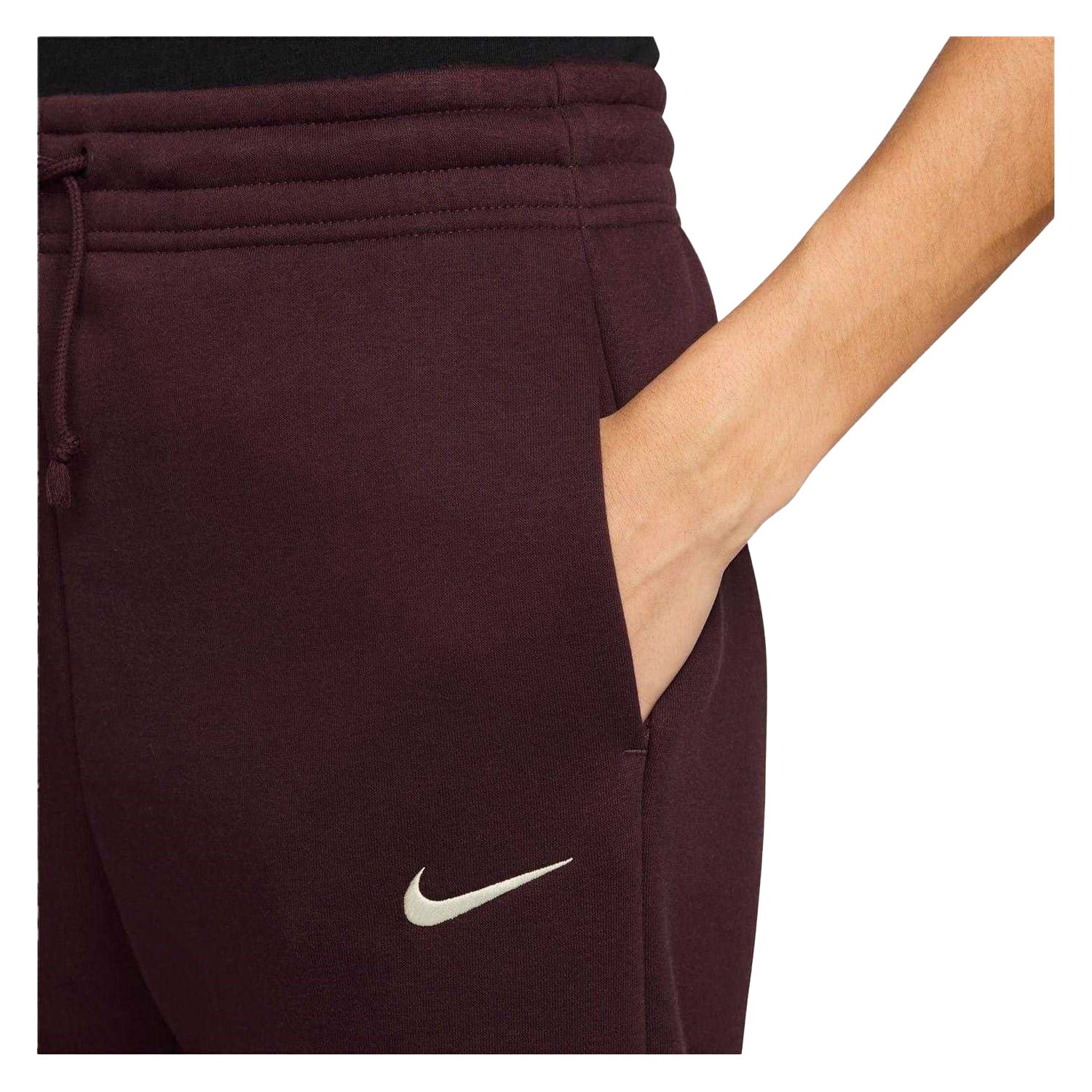 Burgundy - Side - Nike Womens-Ladies High Waist Sweatpants