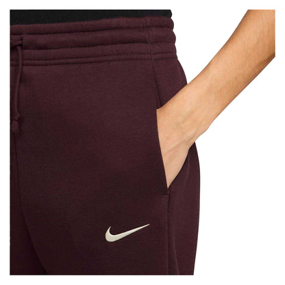 Burgundy - Side - Nike Womens-Ladies High Waist Sweatpants