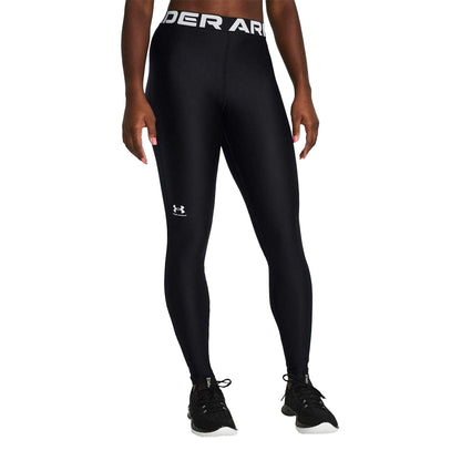 Black - Side - Under Armour Womens-Ladies HeatGear Leggings