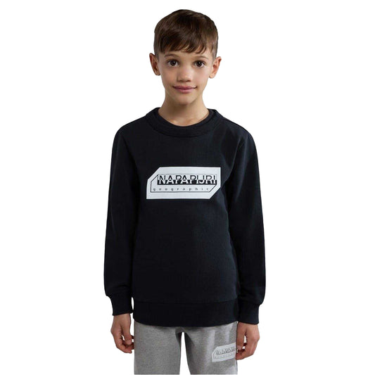Black - Front - Napapijri Childrens-Kids Kitik Print Logo Sweatshirt