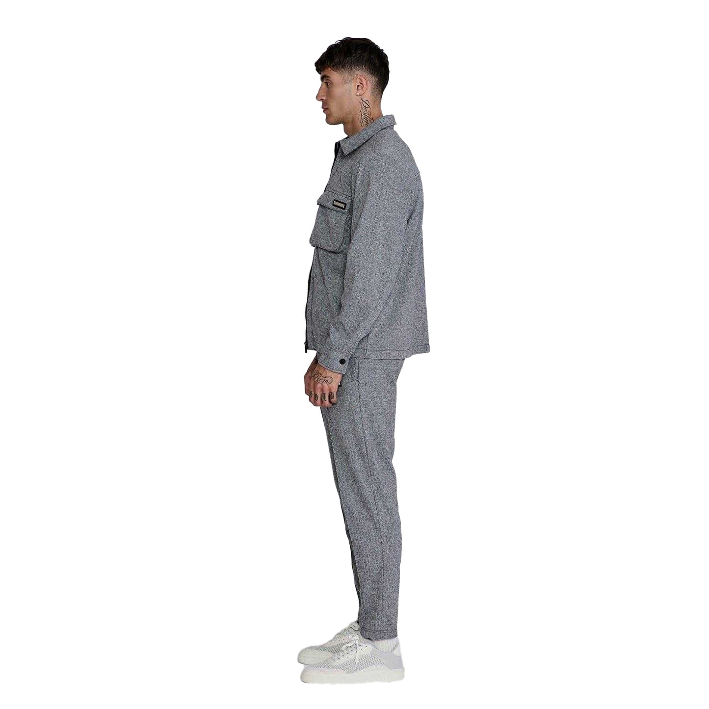 Grey - Side - SikSilk Mens Overshirt