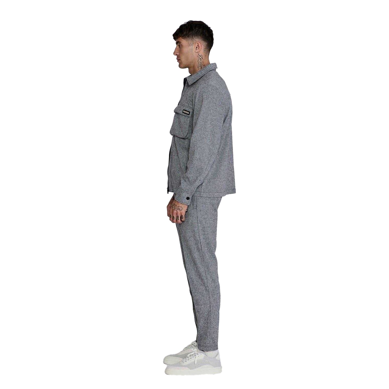 Grey - Side - SikSilk Mens Overshirt