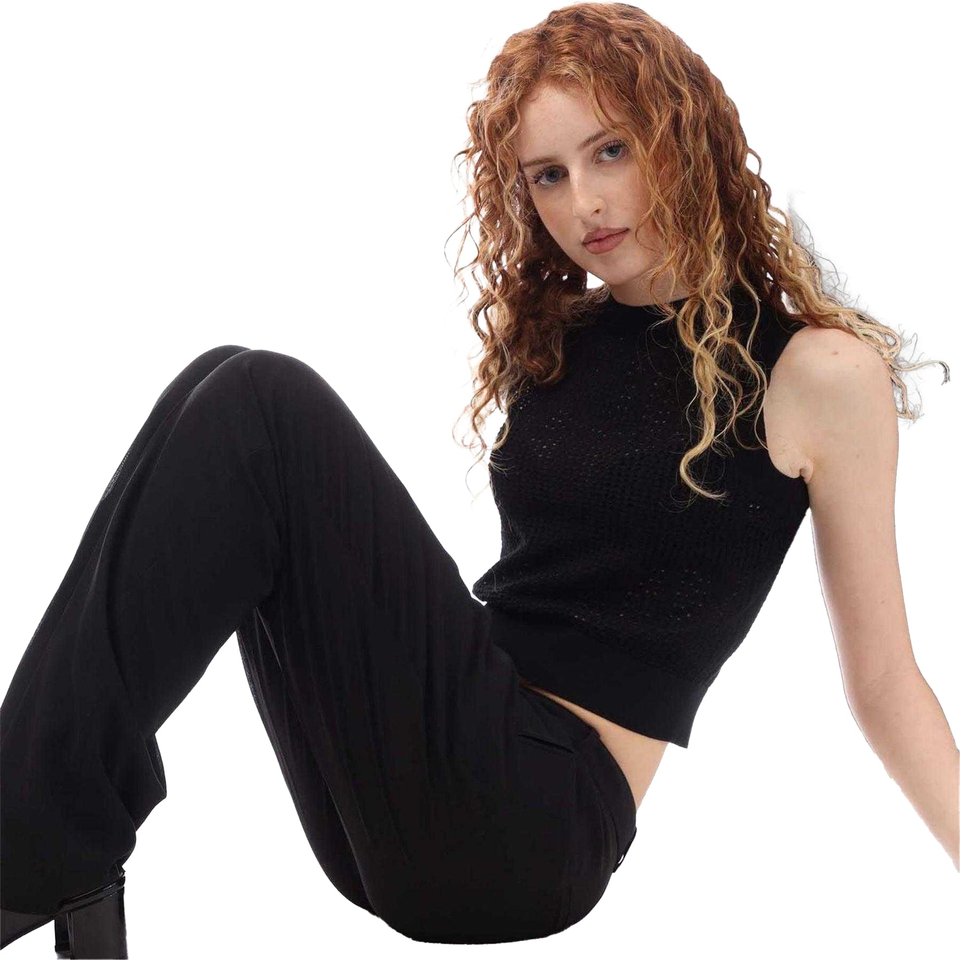 Black - Pack Shot - Boss Womens-Ladies Fassie Crochet Top