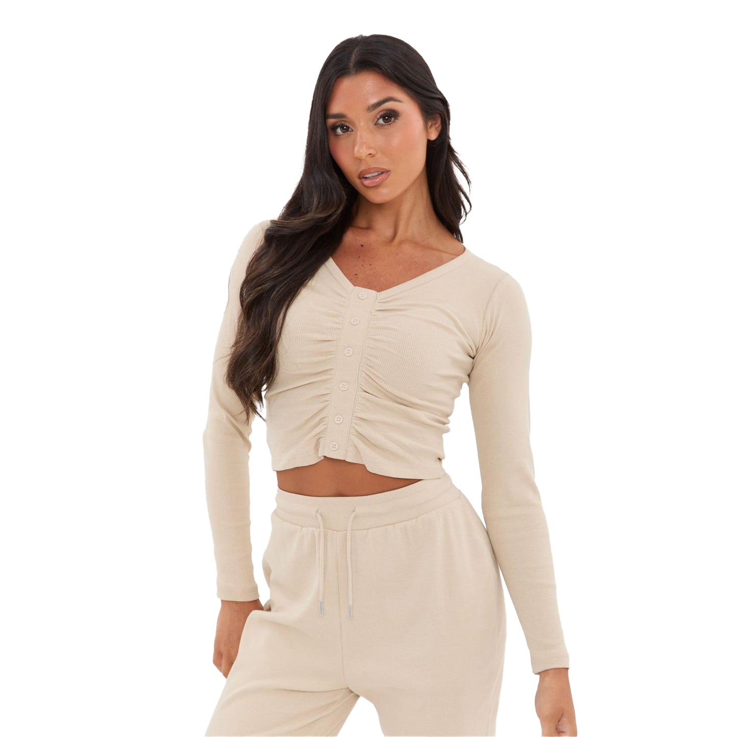 Stone - Side - I Saw It First Womens-Ladies Ruched Ribbed Top