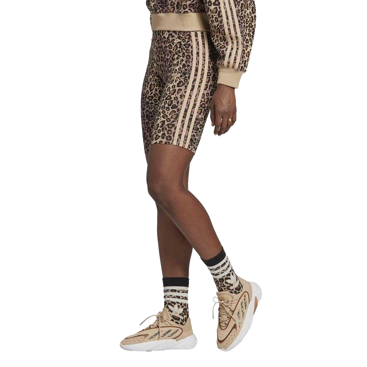Brown - Lifestyle - Adidas Womens-Ladies Leopard Print Cycling Shorts