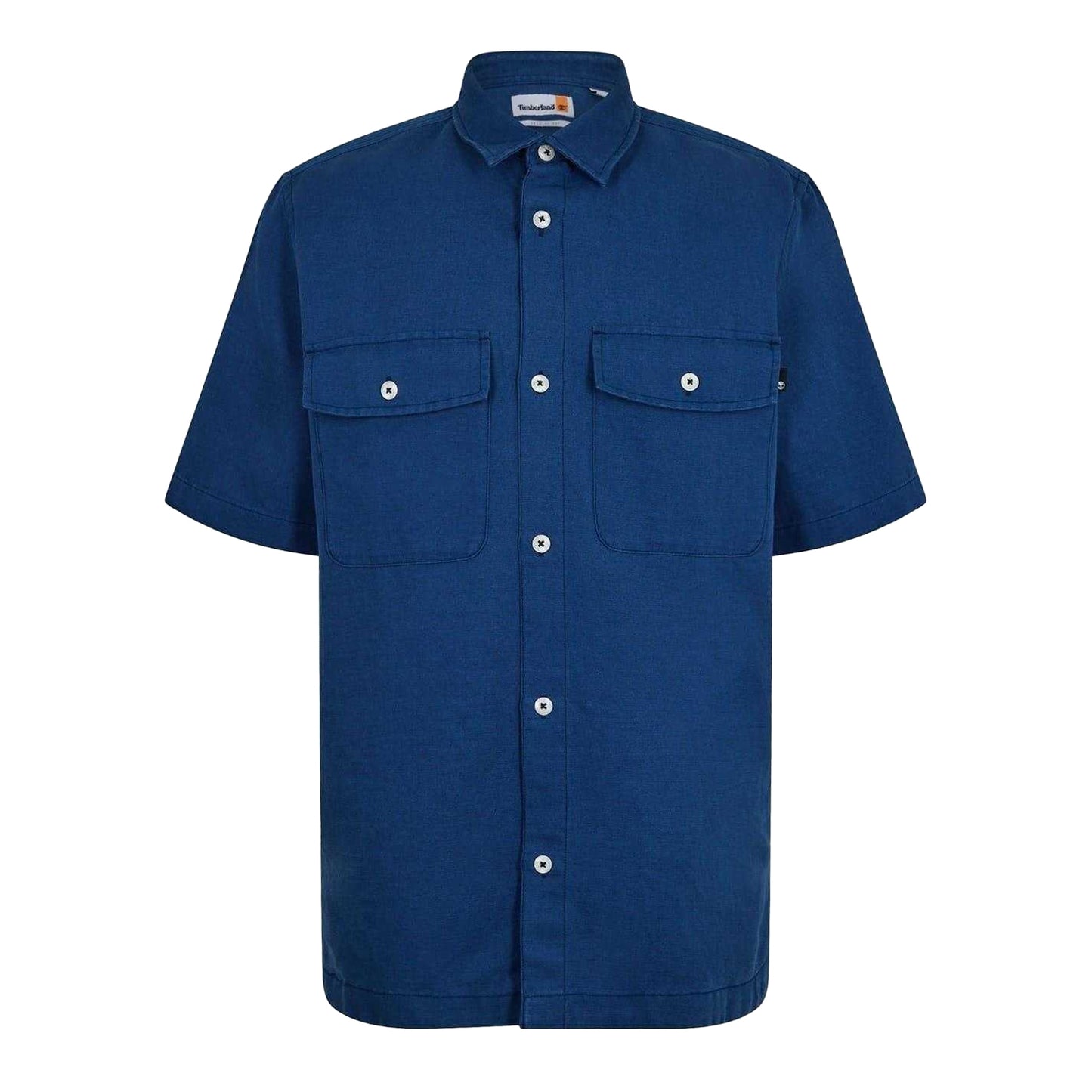 Dark Denim - Front - Timberland Mens Cotton Linen Overshirt