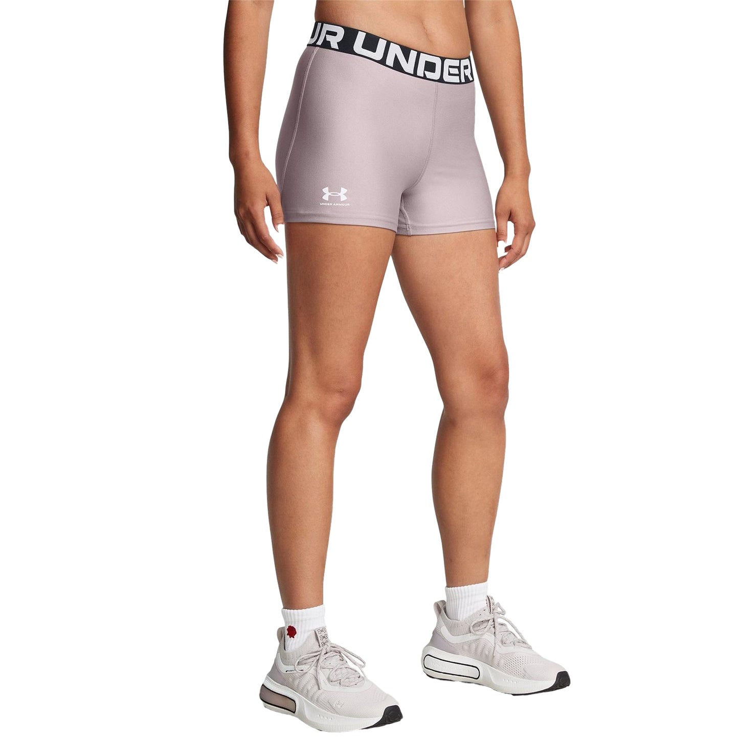 Grey - Side - Under Armour Womens-Ladies HeatGear Compression Shorts