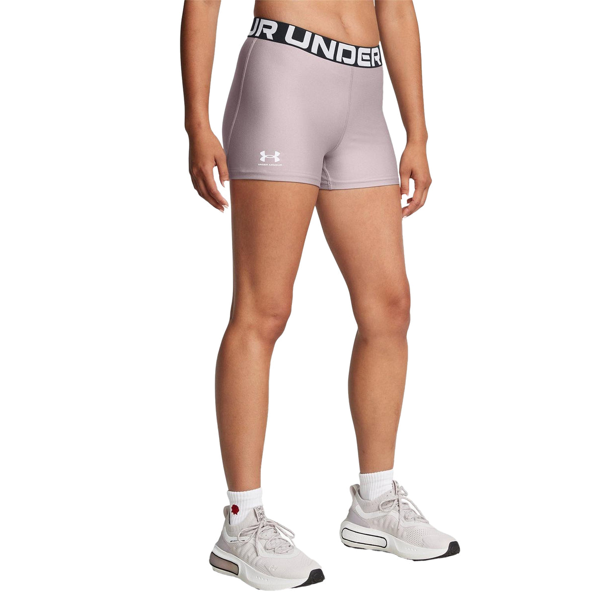 Grey - Side - Under Armour Womens-Ladies HeatGear Compression Shorts