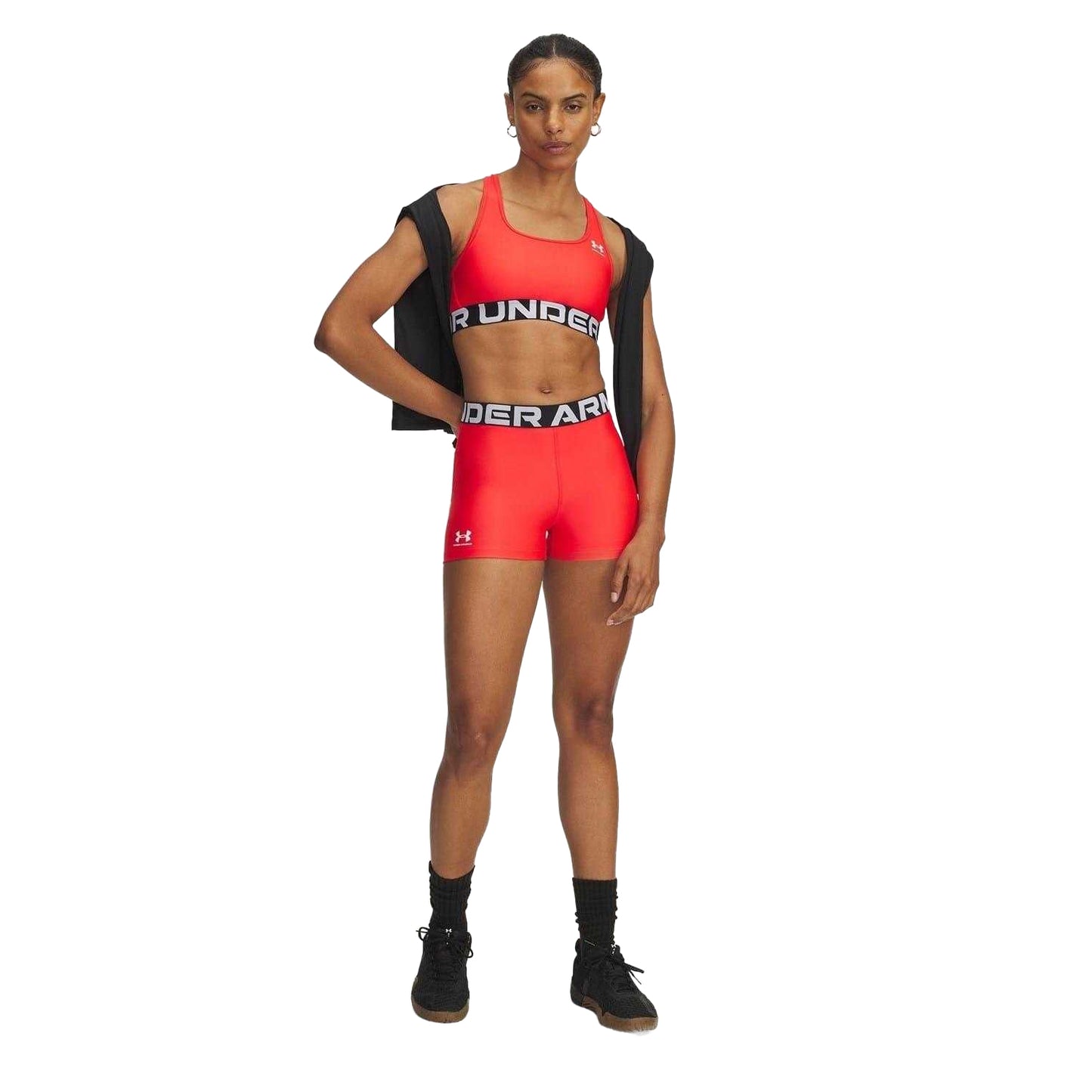 Racing Red - Side - Under Armour Womens-Ladies HeatGear Compression Shorts