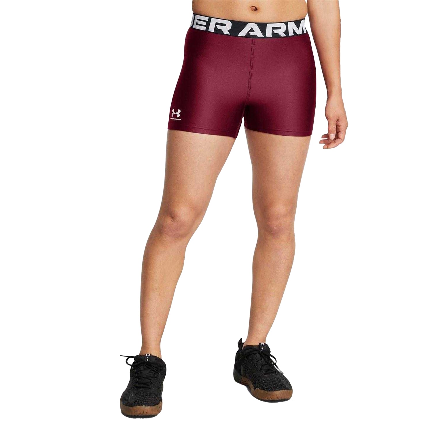 Red - Side - Under Armour Womens-Ladies HeatGear Compression Shorts