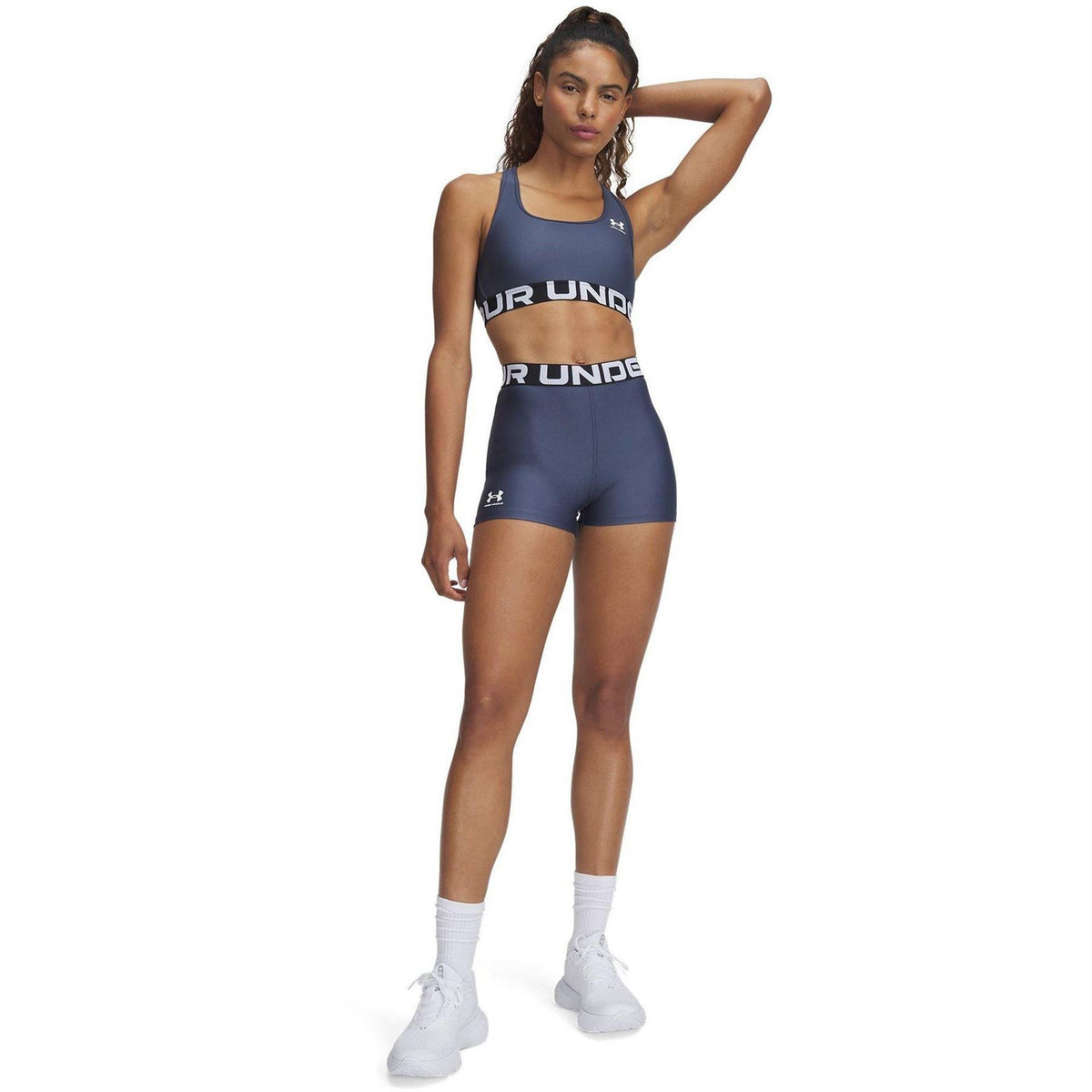 Frost Gray - Side - Under Armour Womens-Ladies HeatGear Compression Shorts