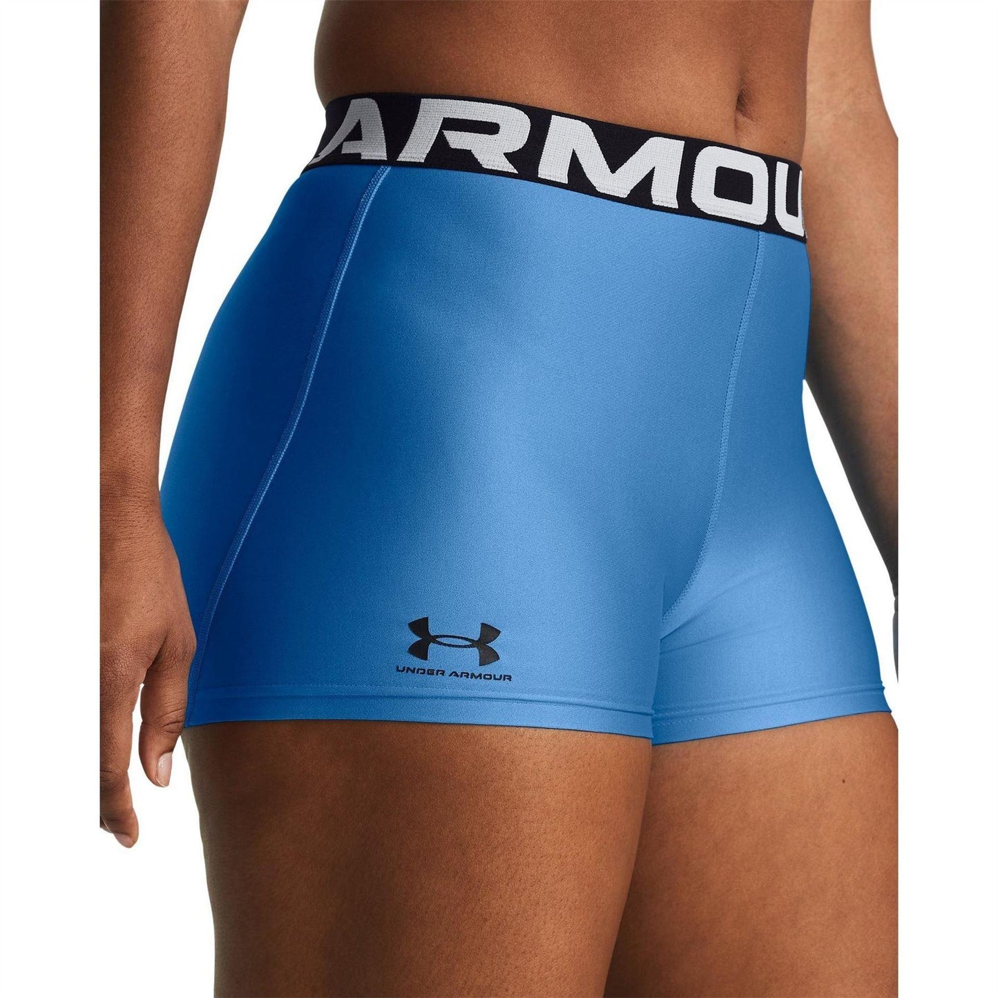 Blue - Close up - Under Armour Womens-Ladies HeatGear Compression Shorts