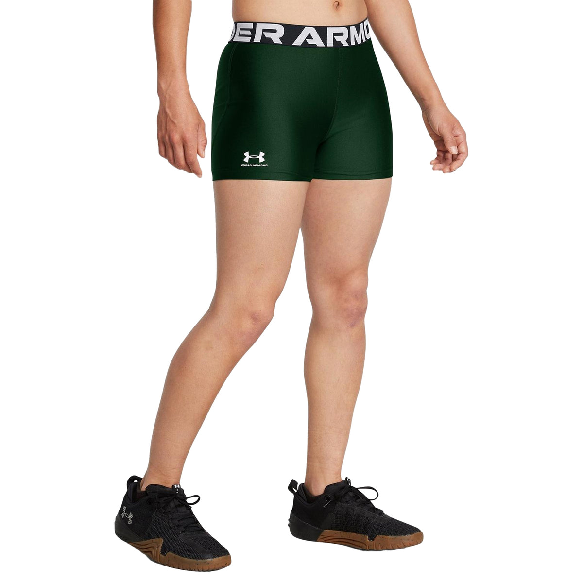 Forest Green - Side - Under Armour Womens-Ladies HeatGear Compression Shorts