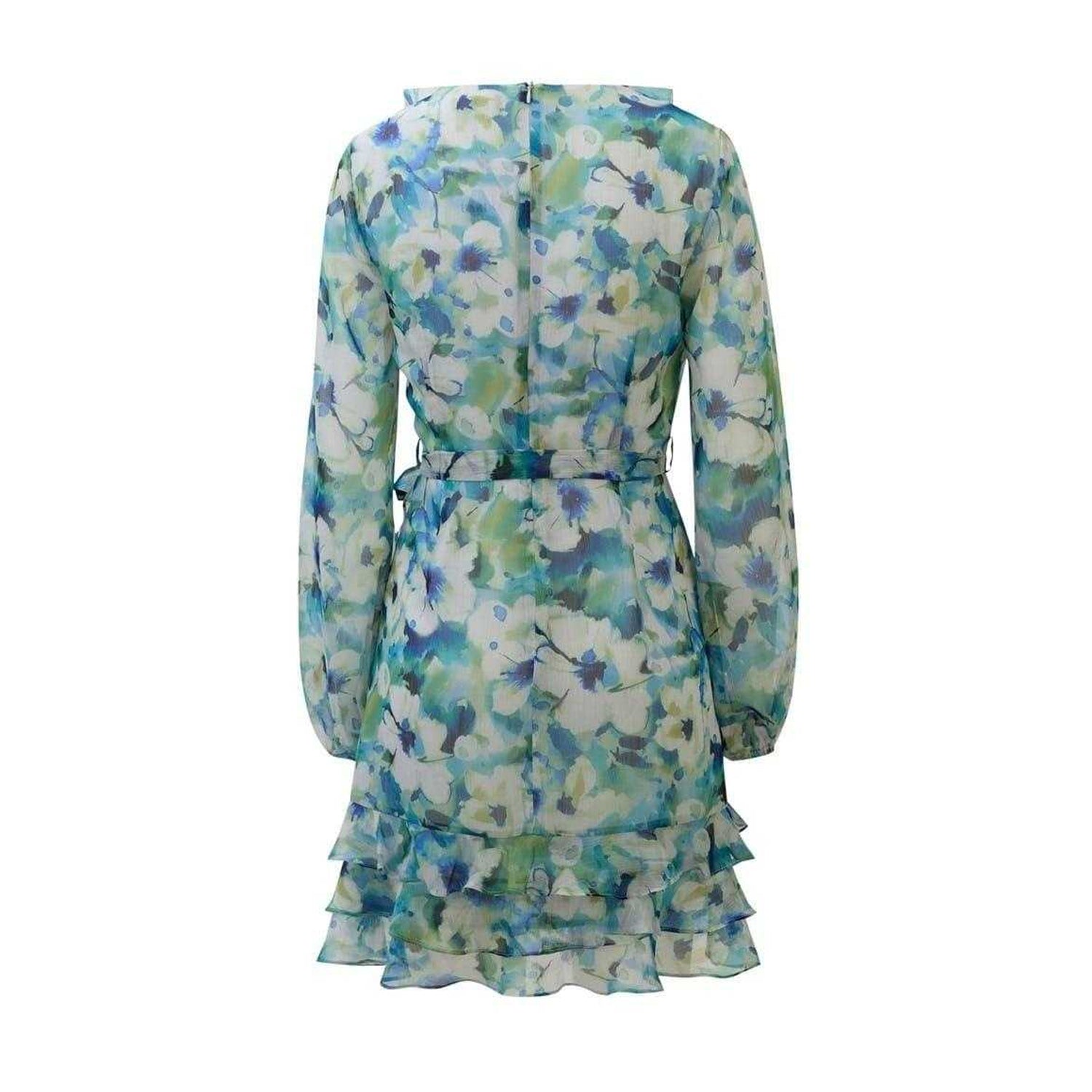 Blue-Green - Back - Bardot Womens-Ladies Frill Chiffon Wrap Dress