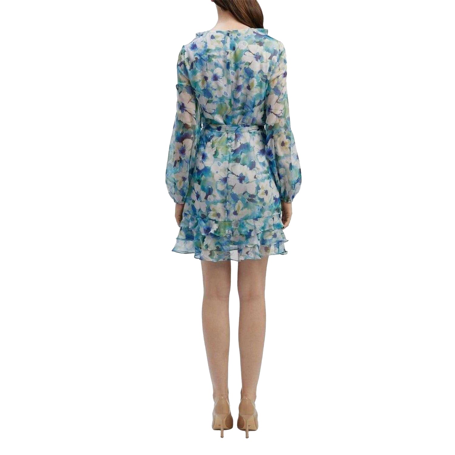 Blue-Green - Pack Shot - Bardot Womens-Ladies Frill Chiffon Wrap Dress