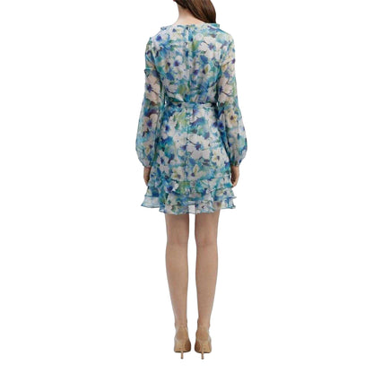 Blue-Green - Pack Shot - Bardot Womens-Ladies Frill Chiffon Wrap Dress