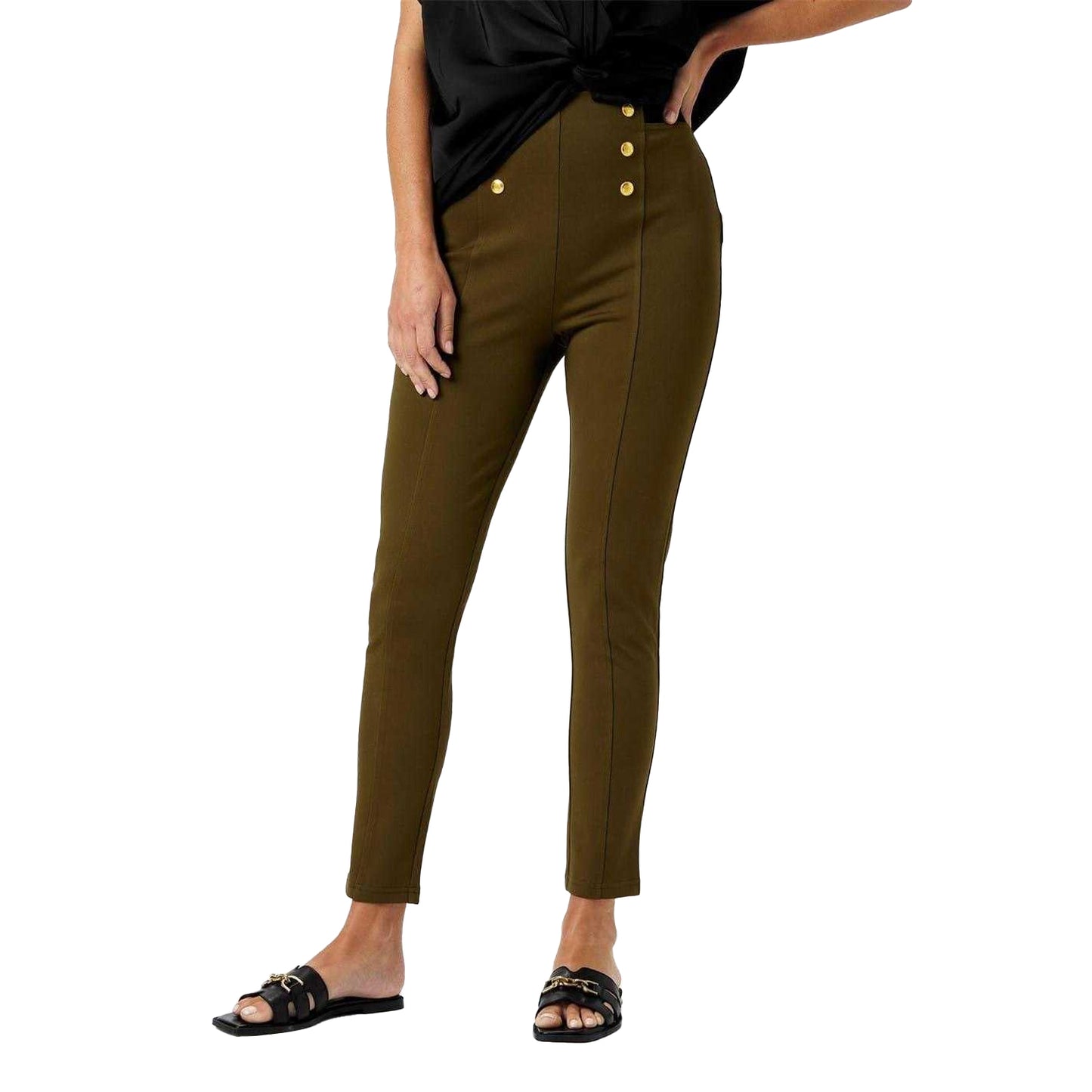 Khaki Green - Front - Biba Womens-Ladies Ponte Slim Leggings