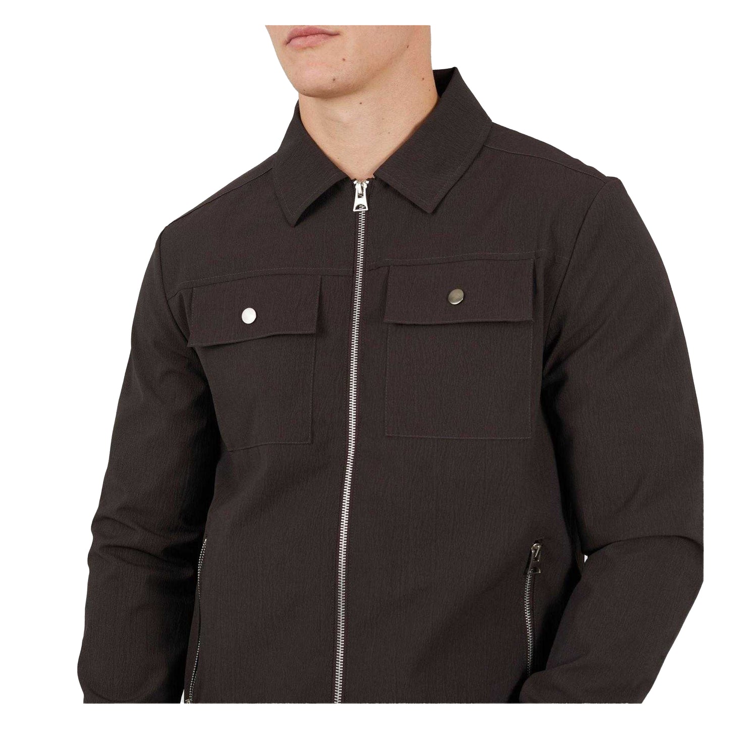 Brown - Side - Brave Soul Mens Overshirt