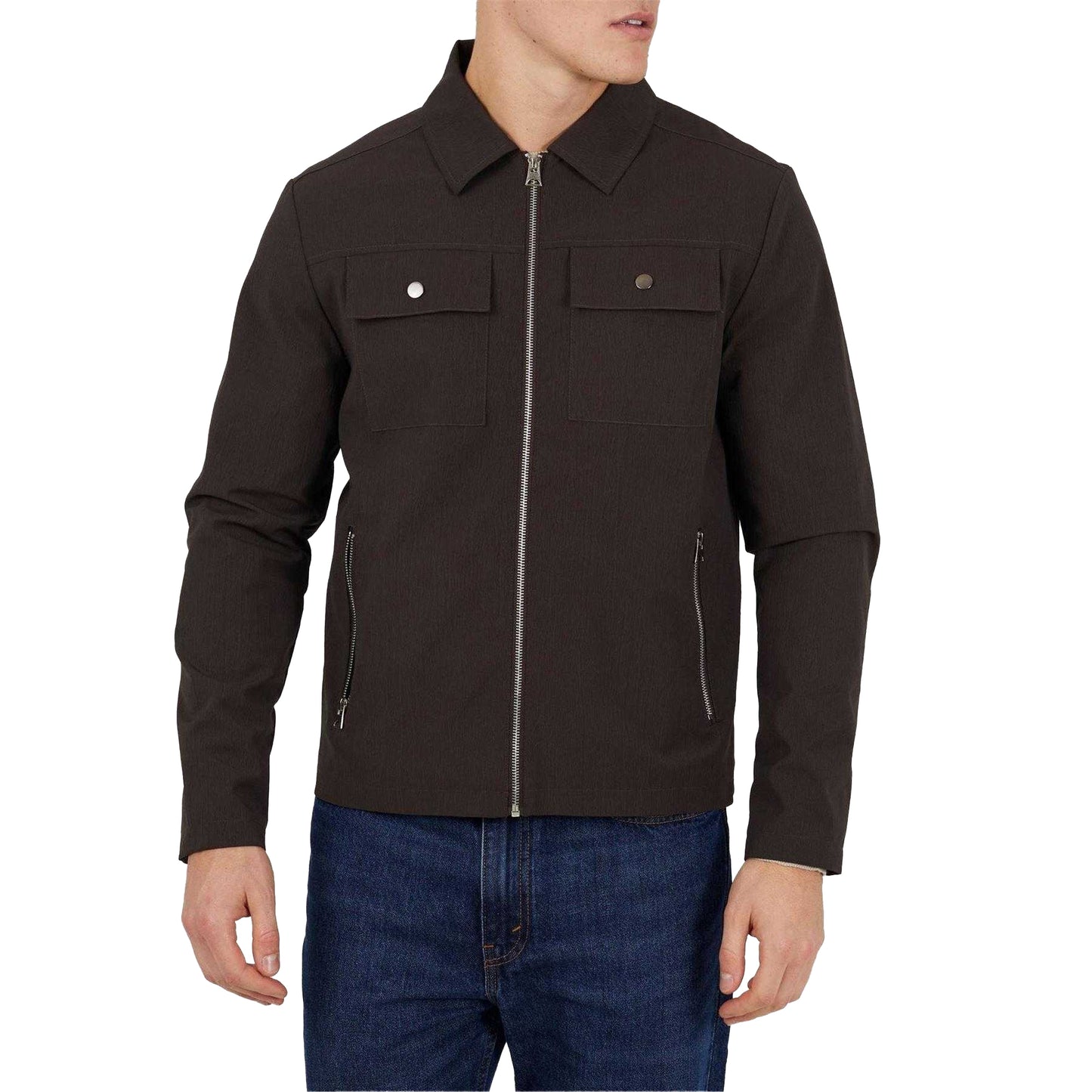 Brown - Front - Brave Soul Mens Overshirt