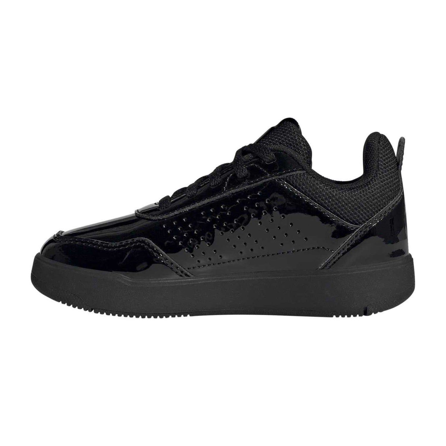 Black Patent - Side - Adidas Childrens-Kids Tensaur Trainers