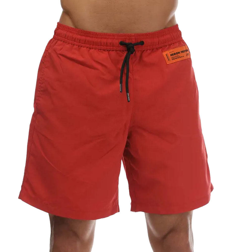 Red - Front - Heron Preston Mens Nylon Swim Shorts
