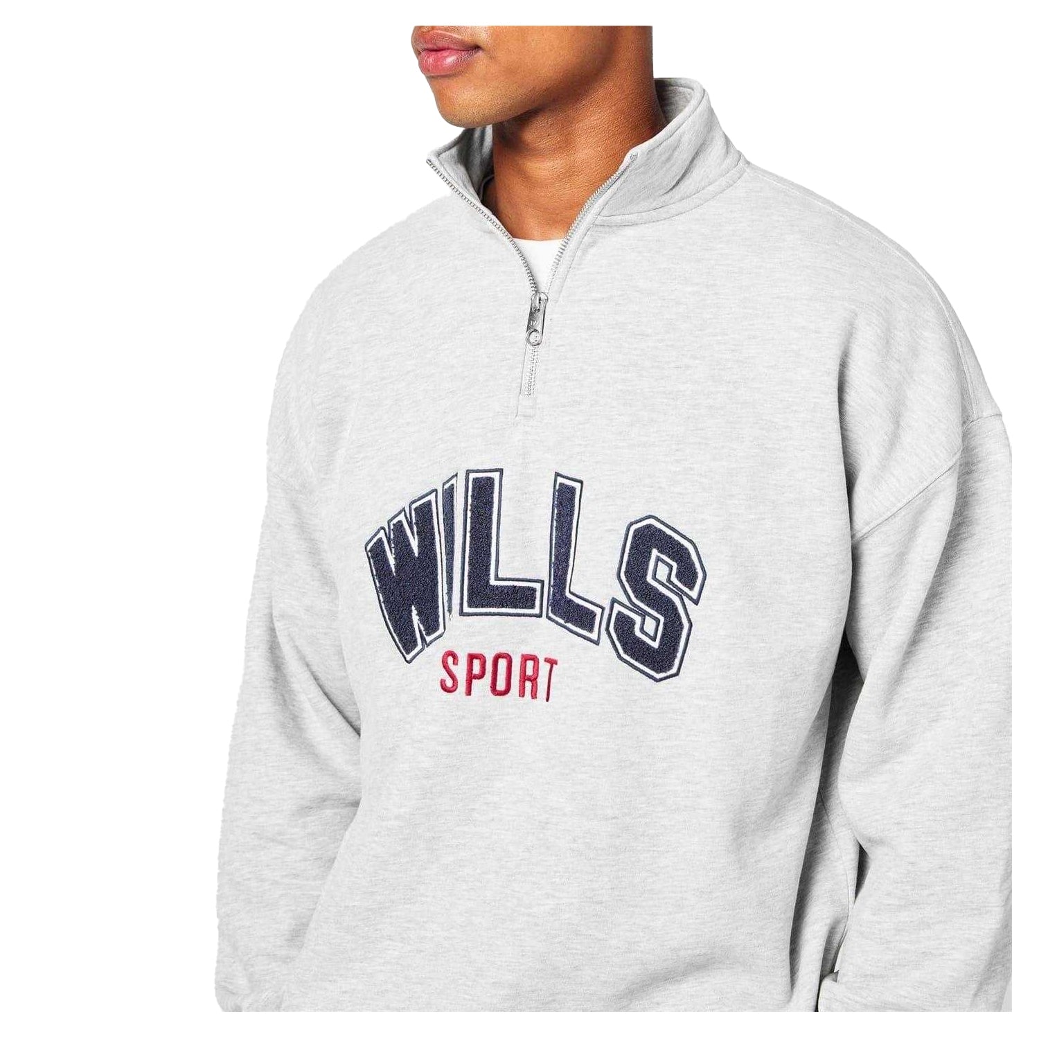 Ice Marl - Side - Jack Wills Unisex Adult Graphic Zip Neck Regular Sweatshirt