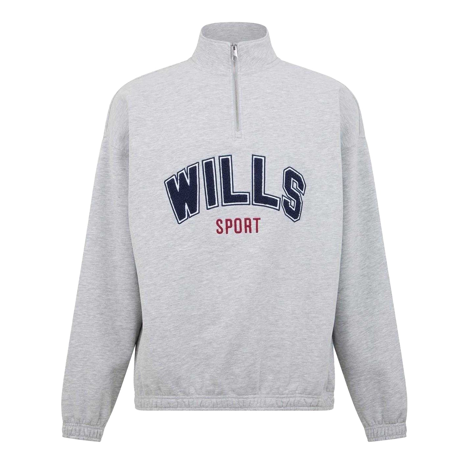 Ice Marl - Front - Jack Wills Unisex Adult Graphic Zip Neck Regular Sweatshirt