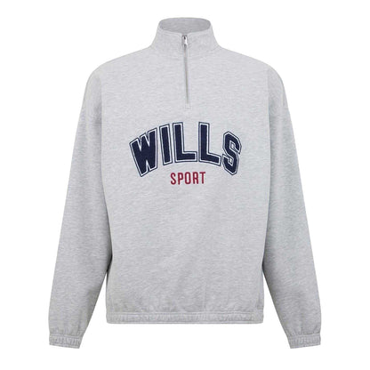 Ice Marl - Front - Jack Wills Unisex Adult Graphic Zip Neck Regular Sweatshirt