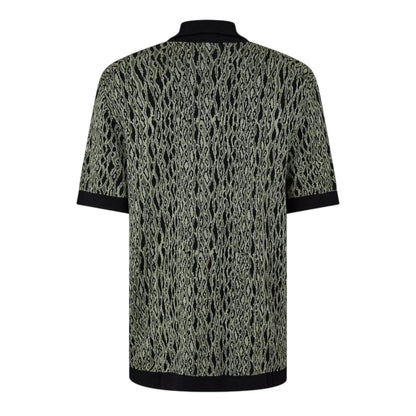 Green - Back - Hugo Mens Knitted Regular Short-Sleeved Shirt