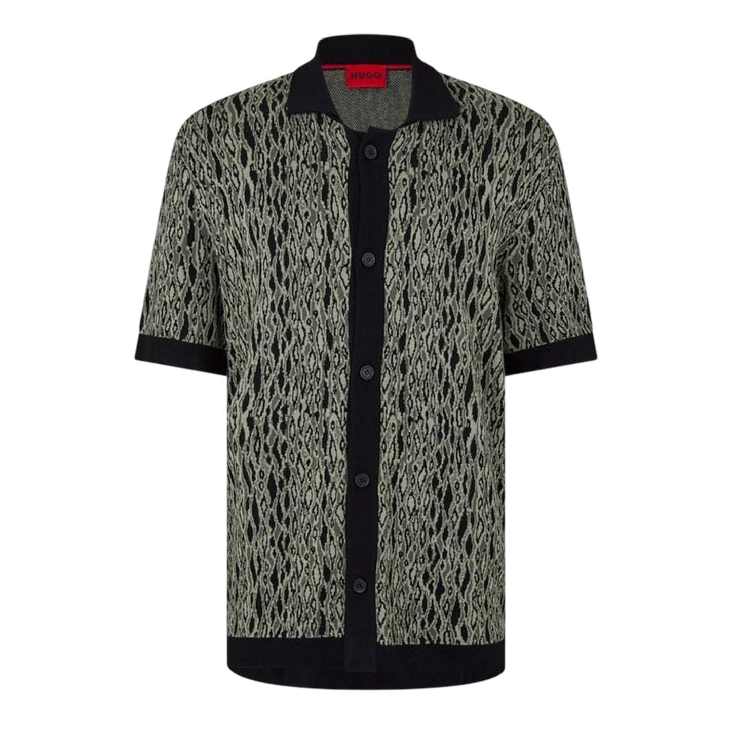 Green - Front - Hugo Mens Knitted Regular Short-Sleeved Shirt